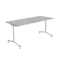 Bord Zeb 231, 1650x700 mm H&oslash;jde 720 mm, Lys gr&aring; linoleum, Hvidt stel