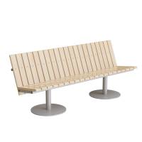 Sofa Cirkum, 3-pers lav, massiv birk, alugr&aring;t understel