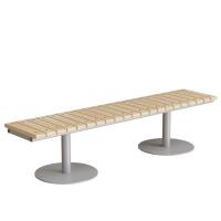 Siddeb&aelig;nk Cirkum, 3-pers lige, massiv birk, alugr&aring;t understel