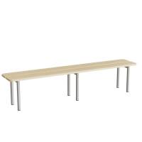 Siddebænk Pausa 550, 2000 mm, birk laminat, alugråt stel