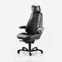 Kontorstol KAB Seating Controller, White-Line Sort fighter inkl. arml&aelig;n og nakkest&oslash;tte