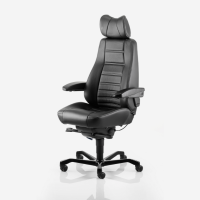 Kontorstol KAB Seating Controller, White-Line Sort skind inkl. arml&aelig;n og nakkest&oslash;tte