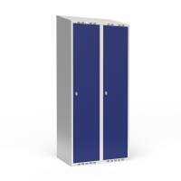 Garderobeskab 2x400 mm Skr&aring;t tag 1 rum i h&oslash;jden Bl&aring; d&oslash;r Greb for h&aelig;ngel&aring;s
