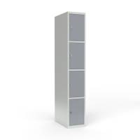 Skoleskab 1x300 Lige tag 4 rum i h&oslash;jden Gr&aring; st&aring;ld&oslash;r Greb for h&aelig;ngel&aring;s