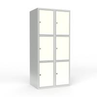 Skoleskab 2x400 Lige tag 3 rum i h&oslash;jden Hvid laminatd&oslash;r Greb for h&aelig;ngel&aring;s