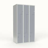 Skoleskab 3x300 Lige tag, Z-d&oslash;r Gr&aring; st&aring;ld&oslash;r Greb for h&aelig;ngel&aring;s