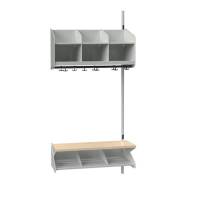 BST Kombination C,  P&aring;bygningssektion 3 pladser B 900 mm, lys gr&aring;