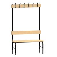 Garderobestativ Enkeltsidet, sort stel og b&aelig;nks&aelig;de i fyr, bredde 1000 mm