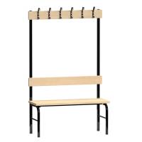 Garderobestativ Enkeltsidet, sort stel og b&aelig;nks&aelig;de i birk, bredde 1000 mm