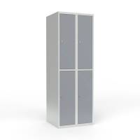 Skoleskab 2x300 Lige tag 2 rum i h&oslash;jden Gr&aring; st&aring;ld&oslash;r Greb for h&aelig;ngel&aring;s