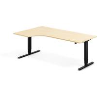 H&aelig;ve-s&aelig;nkebord DNA, Birk 2000x1200 mm Venstre 2-ben/Sort