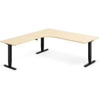 H&aelig;ve-s&aelig;nkebord DNA, Birk 2000x2200 mm Venstre 3-ben/Sort