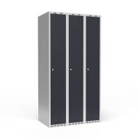 Garderobeskab 3x300 mm Lige tag 1 rum i h&oslash;jden Antracit d&oslash;r Cylinderl&aring;s