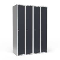 Garderobeskab 4x300 mm Lige tag 1 rum i h&oslash;jden Antracit d&oslash;r Cylinderl&aring;s