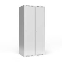 Garderobeskab 2x400 mm m/lige tag, 1 rum i h&oslash;jden og lys gr&aring; d&oslash;r m/cylinderl&aring;s