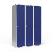 Garderobeskab 3x400 mm Lige tag 1 rum i h&oslash;jden Bl&aring; d&oslash;r Cylinderl&aring;s