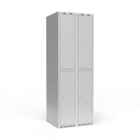 Garderobeskab 2x300 mm m/lige tag, 2 rum i h&oslash;jden og lys gr&aring; d&oslash;r m/cylinderl&aring;s