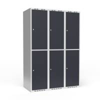 Garderobeskab 3x400 mm Lige tag 2 rum i h&oslash;jden Antracit d&oslash;r Cylinderl&aring;s