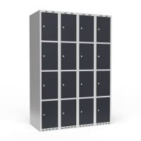 Garderobeskab 4x300 mm Lige tag 4 rum i h&oslash;jden Antracit d&oslash;r Cylinderl&aring;s