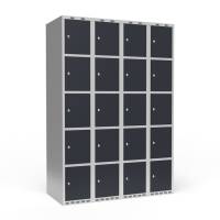 Garderobeskab 4x300 mm Lige tag 5 rum i h&oslash;jden Antracit d&oslash;r Cylinderl&aring;s