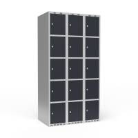 Garderobeskab 3x300 mm Lige tag 5 rum i h&oslash;jden Antracit d&oslash;r Cylinderl&aring;s