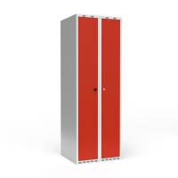 Dobbeltskab/parskab 300+300 mm Lige tag 2-s&oslash;jlet Parvis l&aring;s R&oslash;d d&oslash;r Cylinderl&aring;s