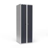 Dobbeltskab/parskab 300+300 mm Lige tag 2-s&oslash;jlet Parvis l&aring;s Antracit d&oslash;r Cylinderl&aring;s