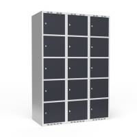 Garderobeskab 3x400 mm Lige tag 5 rum i h&oslash;jden Antracit d&oslash;r Cylinderl&aring;s
