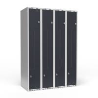 Garderobeskab 4x300 mm Lige tag 2-delt s&oslash;jle Z-d&oslash;r Antracit d&oslash;r Greb for h&aelig;ngel&aring;s