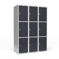 Garderobeskab 3x400 mm Lige tag 3 rum i h&oslash;jden Antracit d&oslash;r Greb for h&aelig;ngel&aring;s