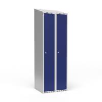 Garderobeskab 2x300 mm Skr&aring;t tag 1 rum i h&oslash;jden Bl&aring; d&oslash;r Cylinderl&aring;s