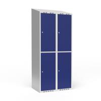 Garderobeskab 2x400 mm Skr&aring;t tag 2 rum i h&oslash;jden Bl&aring; d&oslash;r Cylinderl&aring;s