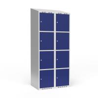 Garderobeskab 2x400 mm Skr&aring;t tag 4 rum i h&oslash;jden Bl&aring; d&oslash;r Cylinderl&aring;s