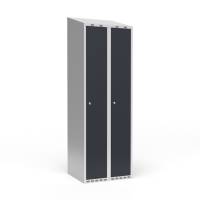 Garderobeskab 2x300 mm Skr&aring;t tag 1 rum i h&oslash;jden Antracit d&oslash;r Cylinderl&aring;s