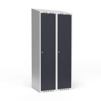 Garderobeskab 2x400 mm Skr&aring;t tag 1 rum i h&oslash;jden Antracit d&oslash;r Cylinderl&aring;s