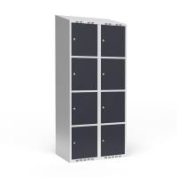 Garderobeskab 2x400 mm Skr&aring;t tag 4 rum i h&oslash;jden Antracit d&oslash;r Cylinderl&aring;s