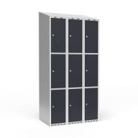 Garderobeskab 3x300 mm Skr&aring;t tag 3 rum i h&oslash;jden Antracit d&oslash;r Cylinderl&aring;s