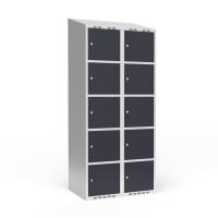 Garderobeskab 2x400 mm Skr&aring;t tag 5 rum i h&oslash;jden Antracit d&oslash;r Cylinderl&aring;s