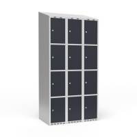 Garderobeskab 3x300 mm Skr&aring;t tag 4 rum i h&oslash;jden Antracit d&oslash;r Cylinderl&aring;s