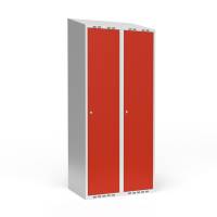 Garderobeskab 2x400 mm Skr&aring;t tag 1 rum i h&oslash;jden R&oslash;d d&oslash;r Cylinderl&aring;s