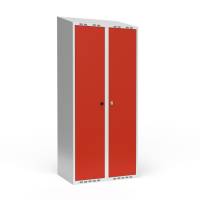 Dobbeltskab/parskab 400+400 mm Skr&aring;t tag 2-s&oslash;jlet Parvis l&aring;s R&oslash;d d&oslash;r Cylinderl&aring;s