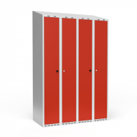 Dobbeltskab/parskab 300+300 mm Skr&aring;t tag 4-s&oslash;jlet Parvis l&aring;s R&oslash;d d&oslash;r Cylinderl&aring;s