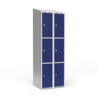 Garderobeskab 2x300 mm Skr&aring;t tag 3 rum i h&oslash;jden Bl&aring; d&oslash;r Greb for h&aelig;ngel&aring;s