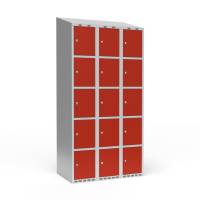 Garderobeskab 3x300 mm Skr&aring;t tag 5 rum i h&oslash;jden R&oslash;d d&oslash;r Cylinderl&aring;s