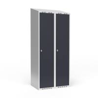 Garderobeskab 2x400 mm Skr&aring;t tag 1 rum i h&oslash;jden Antracit d&oslash;r Greb for h&aelig;ngel&aring;s