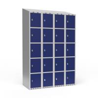 Garderobeskab 4x300 mm Skr&aring;t tag 5 rum i h&oslash;jden Bl&aring; d&oslash;r Greb for h&aelig;ngel&aring;s