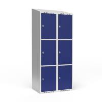 Garderobeskab 2x400 mm Skr&aring;t tag 3 rum i h&oslash;jden Bl&aring; d&oslash;r Greb for h&aelig;ngel&aring;s