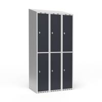 Garderobeskab 3x300 mm Skr&aring;t tag 2 rum i h&oslash;jden Antracit d&oslash;r Greb for h&aelig;ngel&aring;s