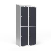 Garderobeskab 2x400 mm Skr&aring;t tag 2 rum i h&oslash;jden Antracit d&oslash;r Greb for h&aelig;ngel&aring;s
