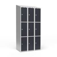 Garderobeskab 3x300 mm Skr&aring;t tag 3 rum i h&oslash;jden Antracit d&oslash;r Greb for h&aelig;ngel&aring;s